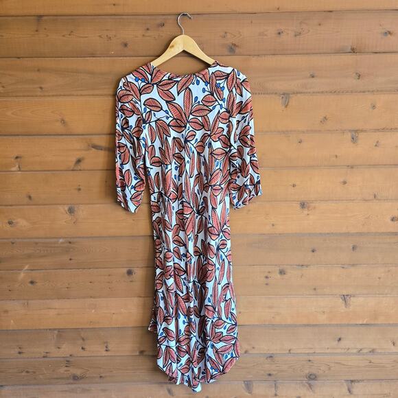 Masai Nora Dress Midi Floral Leaf Whitecap Vneck Half Sleeve Round Hem Cottage - Picture 4 of 6